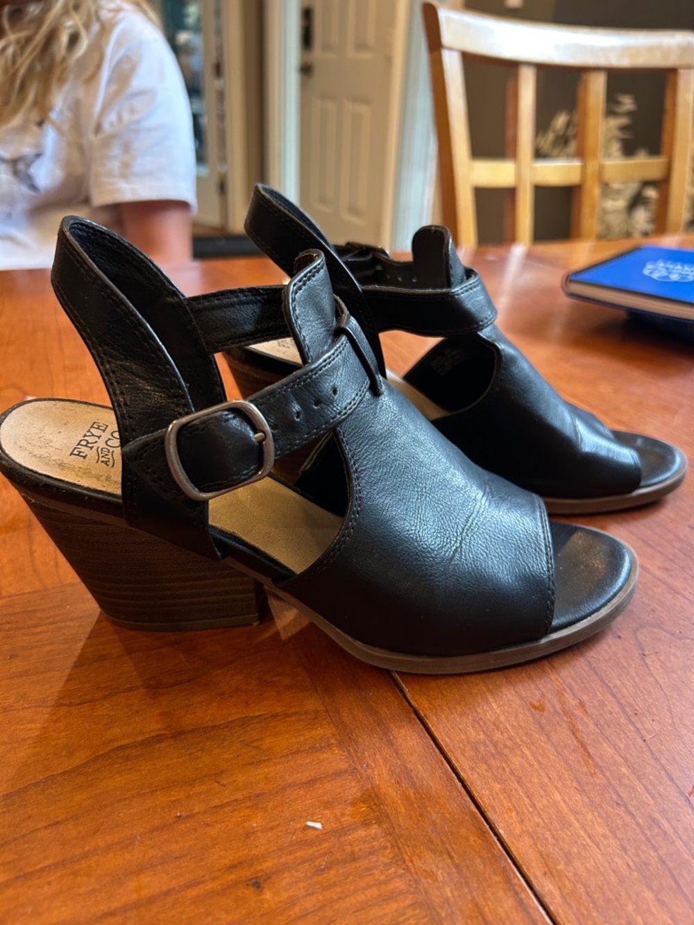 Frye and Co. Faux Leather Gaia Heeled Sandals In Black Size 8M
